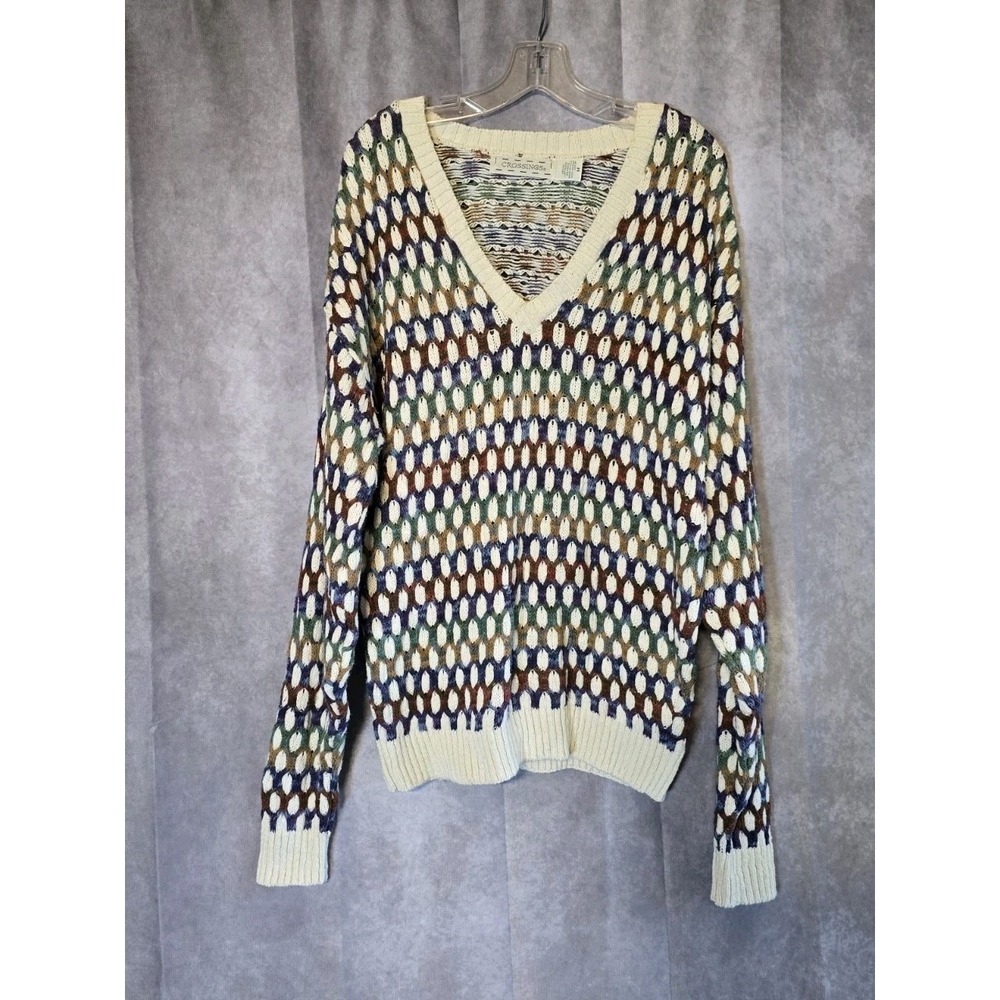 Vintage Crossings Sweater Mens M Rainbow Made in USA 100% Cotton Coogi 90s